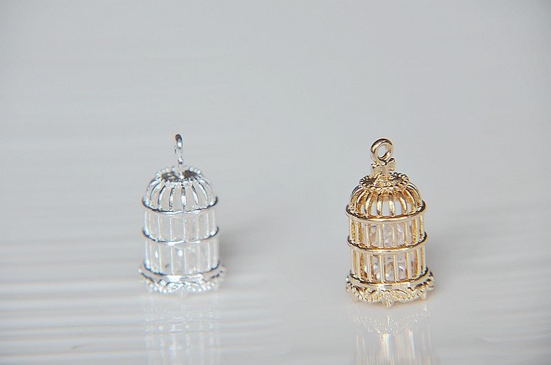 4pcs decorative bird cage - bird cage decor - bird cage charm - Brass plating bird cage pendant  Finding