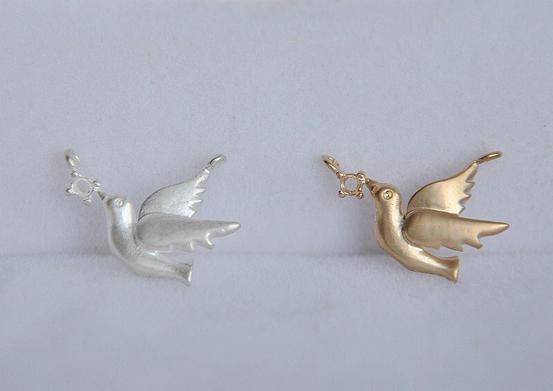 6pcs silver bird charm -silver or gold filled jewelry bird charm  -raw brass plating matt  bird