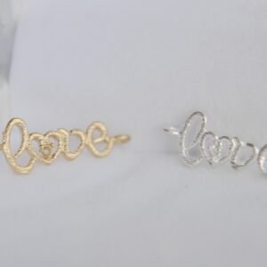 filigree findings - filigree connectors -love charms   - gold metal lace - 6pcs raw brass plating matt love