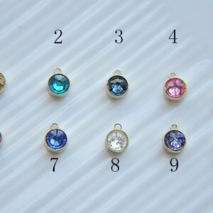 10pcs 14K Gold Filled Round birthstone Bead Connectors - Blue, Green, Red ,purple and brown with Copper Bezel