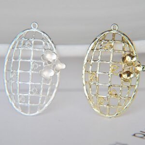 filigree findings  - mesh charms -  - 6 pcs raw Brass plating pendant   finding