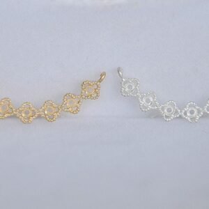 gold filigree charm - gold metal lace - 6 pcs raw Brass plating  flower connector