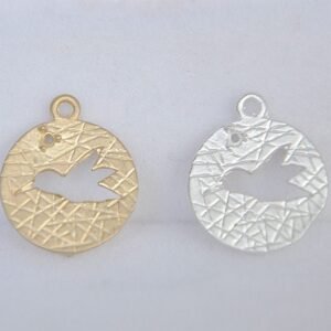 silver bird charm -silver or gold filled jewelry bird charm  -  6pcs raw brass plating matt bird pendant finding on sale