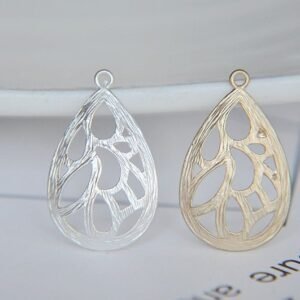 teardrop charm - silver teardrop charm -gold teardrop charm -  6pcs raw brass plating matt teardrop  pendant finding