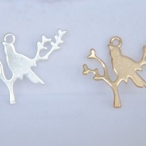 8 pcs silver bird charm -silver or gold filled jewelry bird charm - raw brass  plating  bird   pendant finding