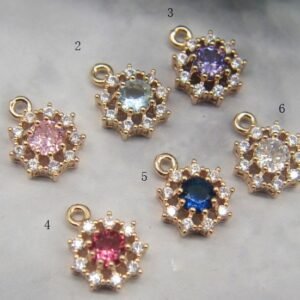 flower Crystal Glass Connectors | Rhinestone Faceted Pendants with Brass Findings for Jewellery Crafting