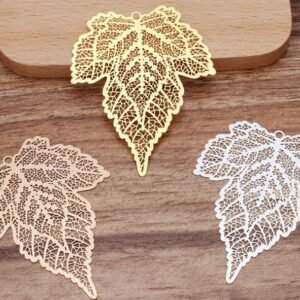 Stunning Gold Plated Brass Maple Leaf Filigree Connectors - Intricate Metal Filigree Leaf Charms for DIY Jewelry Making