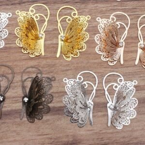 10pcs  Butterfly filigree connectors - Filigree butterfly wraps  -butterfly filigree findings For DIY Jewelry Making