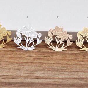 Gold/Silver Plated Filigree Flower Wraps Connectors Charm Pendant for Necklace Jewelry Making Findings