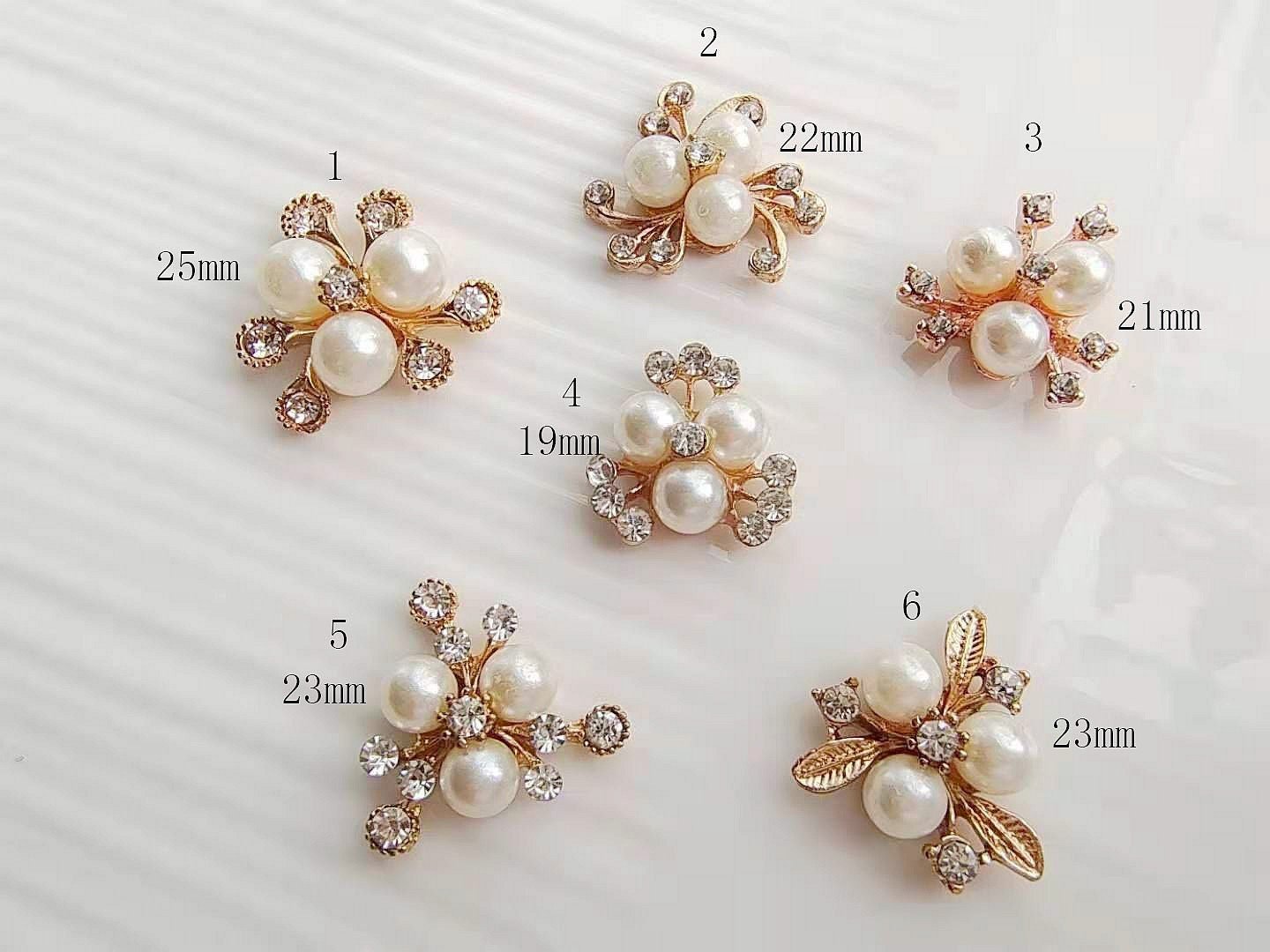 Pearl Rhinestone DIY Flat Back flower - 5pcs Alloy Diamond Jewelry Accessories charm