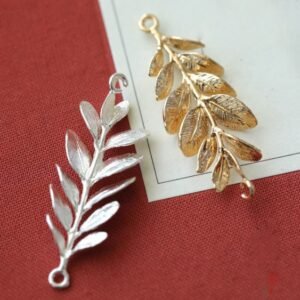 gold or silver leaf pendant - brass leaves - gold leaves pendant - silver leaves charm -4pcs raw  brass  plated   leaves pendant