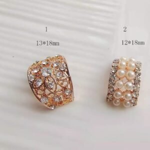 5 pcs Pearl Rhinestone DIY Flat Back flower -   plating gold hair accessory with  rinstone pendant  finding