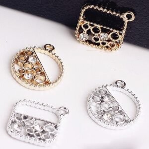 rhinestone connector - sparkle charm - embeded Rhinestone metal charm pendant - 6pcs Hand jewelry accessories alloy  pendant