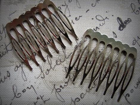 steel hair comb - filigree hair comb - antique hair comb - 10 pcs steel  hair comb    finding