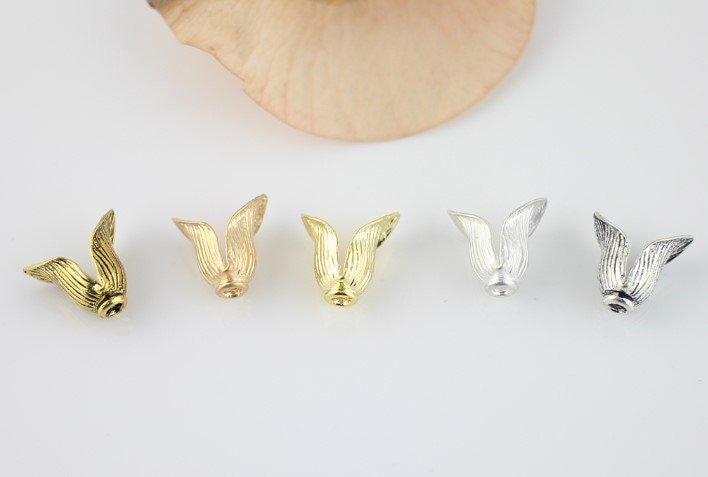 Gold and Silver Filigree tulip Flower Bead Caps with Hole | Brass Metal Bead Caps for Jewelry Making Supplies  6 pcs