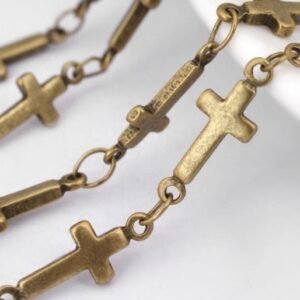 Bronze Copper Cross Chain - Vintage Style Necklace Chain  -cross chains for men  - 2 meter