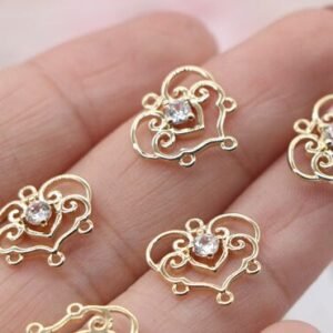 infinity heart charm - 4pcs raw brass plating  gold heart  connector   pendant finding xsg176