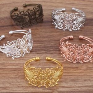 5pcsFiligree Cuff Bracelet- cuff bracelet blank - Filigree Bracelet Blank - Adjustable Bangle  -Brass Filigree Cuff