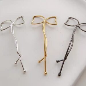 hair clip women - brass hair pin - 10pcs raw Brass plating black  bowknot hair pin pendant finding