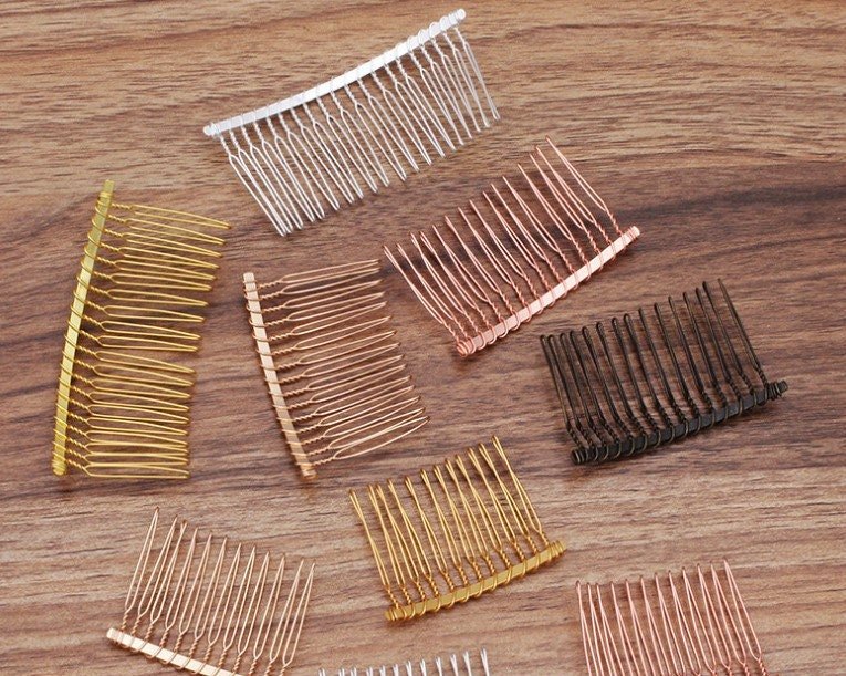 brass hair comb - filigree hair comb -5pcs iron  plating black hair comb  pendant finding