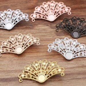 hair clip women - brass hair pin - 6pcs raw Brass  plating antique bronze   flower Filigree hair  pin  finding