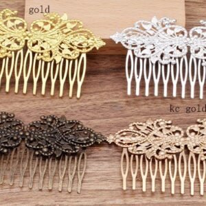 brass hair comb - filigree hair comb - antique hair comb -5 pcs raw Brass  plating antique bronze hair comb  pendant finding