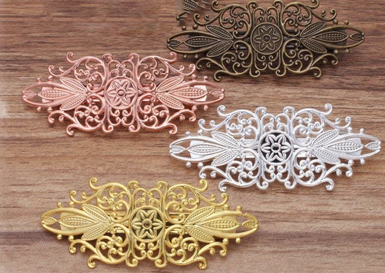 5 pcs hair clip women - brass hair pin - vintage style  raw Brass plating antique bronze  hair pin   finding