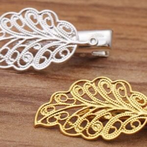 10pcs raw Brass plating gold flower Filigree hair pin pendant finding