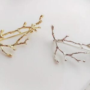 safety pin brooch - vintage brass brooch -2 pcs raw Brass plating gold   flower branch brooch  cab  connector finding