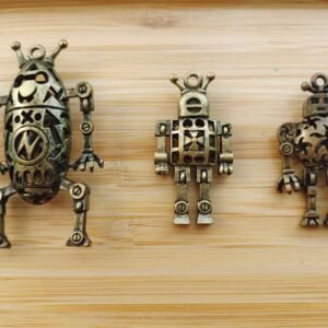 3 pcs  antique bronze  plating  robot   pendant finding