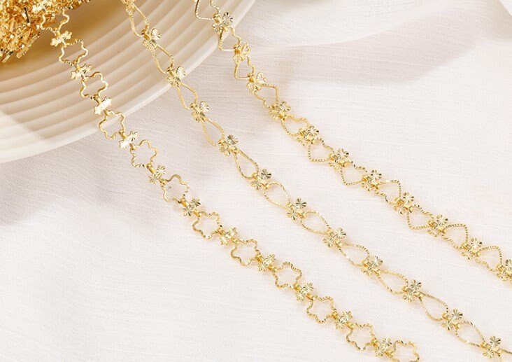 Figaro chain - cable link chain - dainty gold  chain - unique gold chain - thick gold   chain  - 50cm