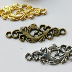 Bronze Bar Filigree Necklace Connectors - Metal Embellishments for DIY Jewelry 10pcs