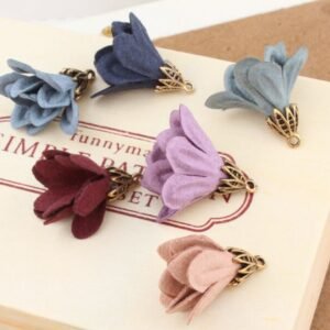 small fabric flower - diy fabric flower - 6pcs Velvet petals tassel  earrings jewelry accessories