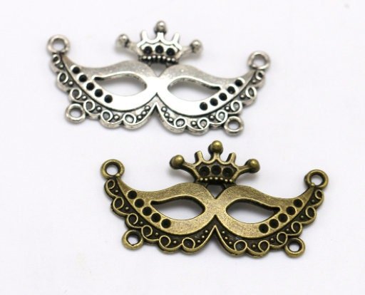 mask charms  - 10 pcs  antique bronze mask charm pendant finding