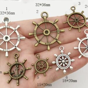 rudder charms - rudder pendants - 10 pcs  antique silver rudder charm pendant finding