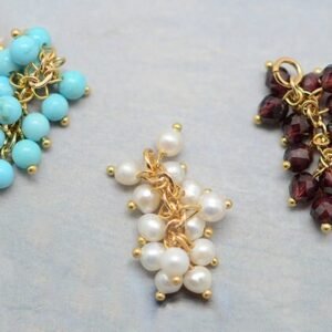 fruit charms - grape charm - Natural fresh pearl pendant -natural Garnet grape jewelry -  turquoise grape jewelry - 2pcs