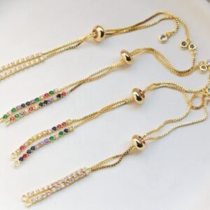 2pcs Adjustable Gold Filled Bolo Bracelet - Half Finished with Stopper - Tennis Chain Jewelry Making Components Wholesale