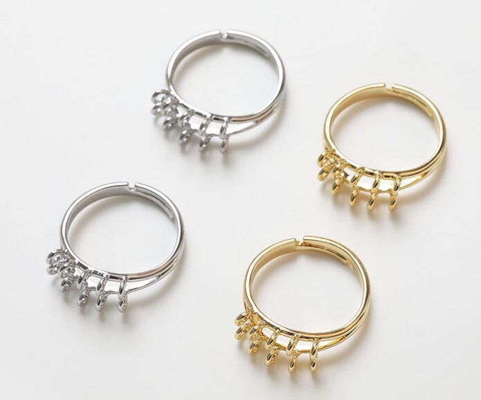 Gold and silver Plated Adjustable Ring Base with Multiple Hoops | Stylish and Versatile Jewelry Findings 4pcs