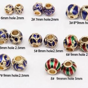 10pcs cloisonne pendant - cloisonne beads -  alloy plated gold bluish blue cloisonne bead