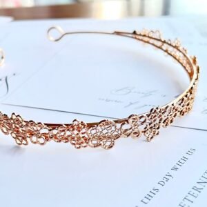 hair head band - 1pcs raw Brass plating gold flower Filigree hairband pendant finding