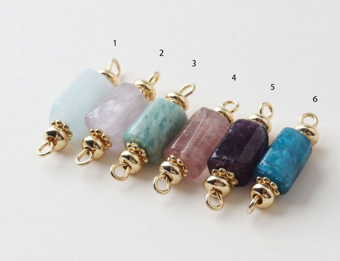 gemstone bead necklace pendant -emerald gemstone pendant - infinity stone -  gemstone beads for jewelry making 6pcs