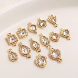 cubic zirconia jewelry -8pcs Copper plated micro-inlaid zircon Double hanging flower accessories lxc28