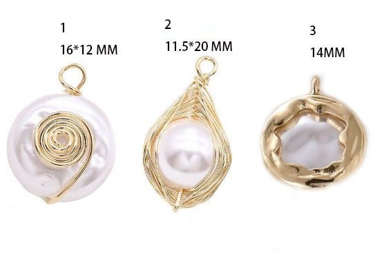 small pearl bead - framed bead - 4pcs brass plated gold pearl pendant finding  yxl8