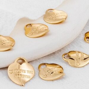 10pcs infinity heart charm - raw brass plating gold  heart   pendant finding