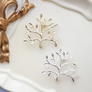 5 pcs raw Brass plating gold tree brooch  cab  finding