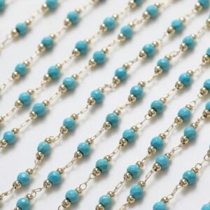 1 meter  beaded chain - blue bead chain - beaded chain jewelry  xsg116