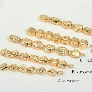 6pcs Brass Irregular drum bead colored gold -Irregular drum bead - tube spacer beads - tube spacer beads - beads for you