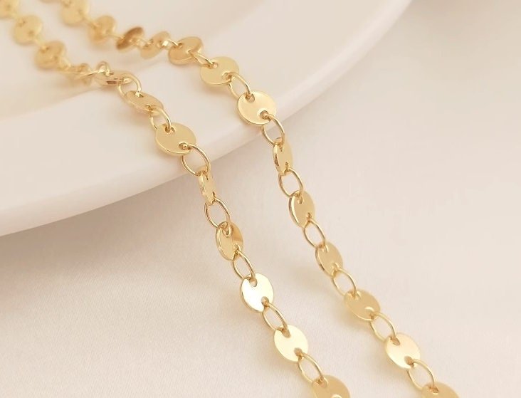 1 meter cable link chain - simple gold chain - thin gold chain -  brass plated real gold chain