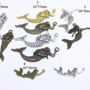 10 pcs  alloy antique silver plating mermaid and octopus connector pendant finding