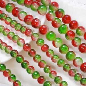 Crystal green beads -  crystal red beads - crystal Beads - Round Shape